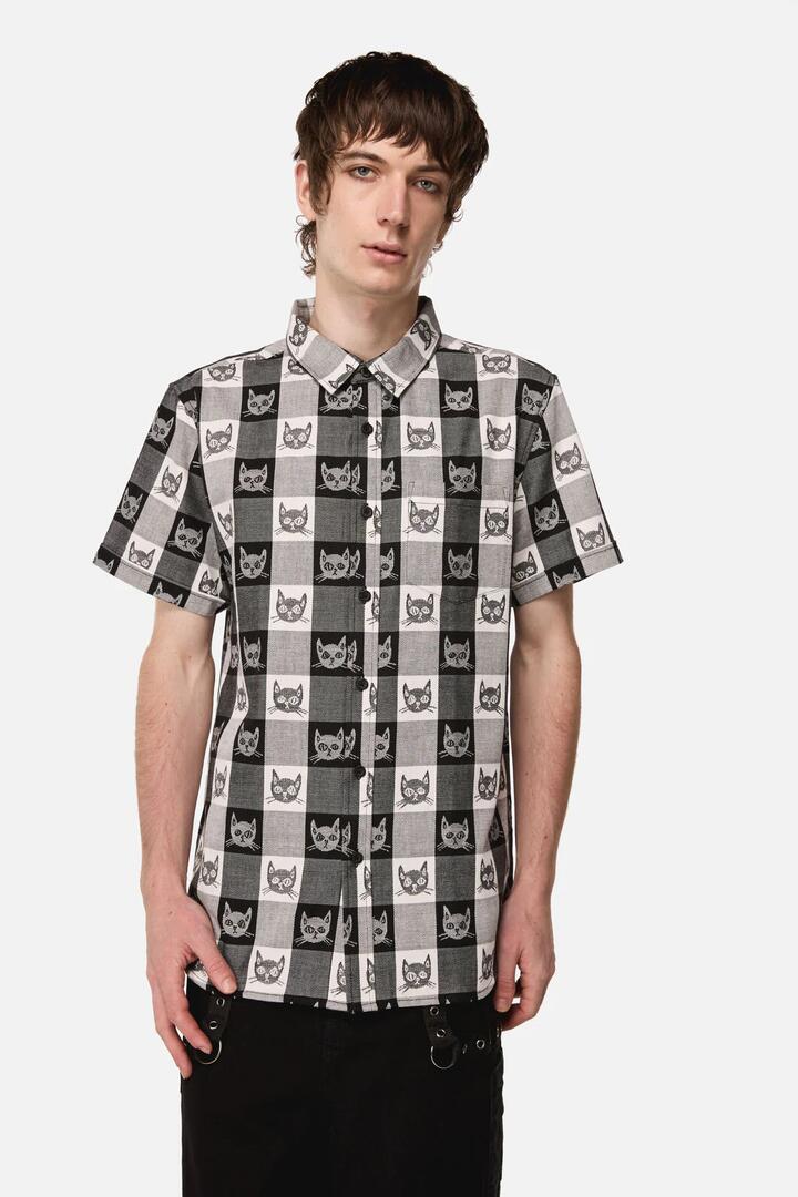 Image of Shirts. Productname: Atomic Cat Shirt in Black/White colour by brand - Dangerfield