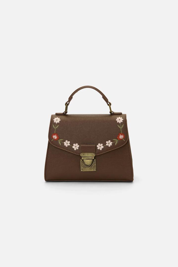 Image of Bags. Productname: Embroidered Garden Bag in Chocolate colour by brand - Princess Highway