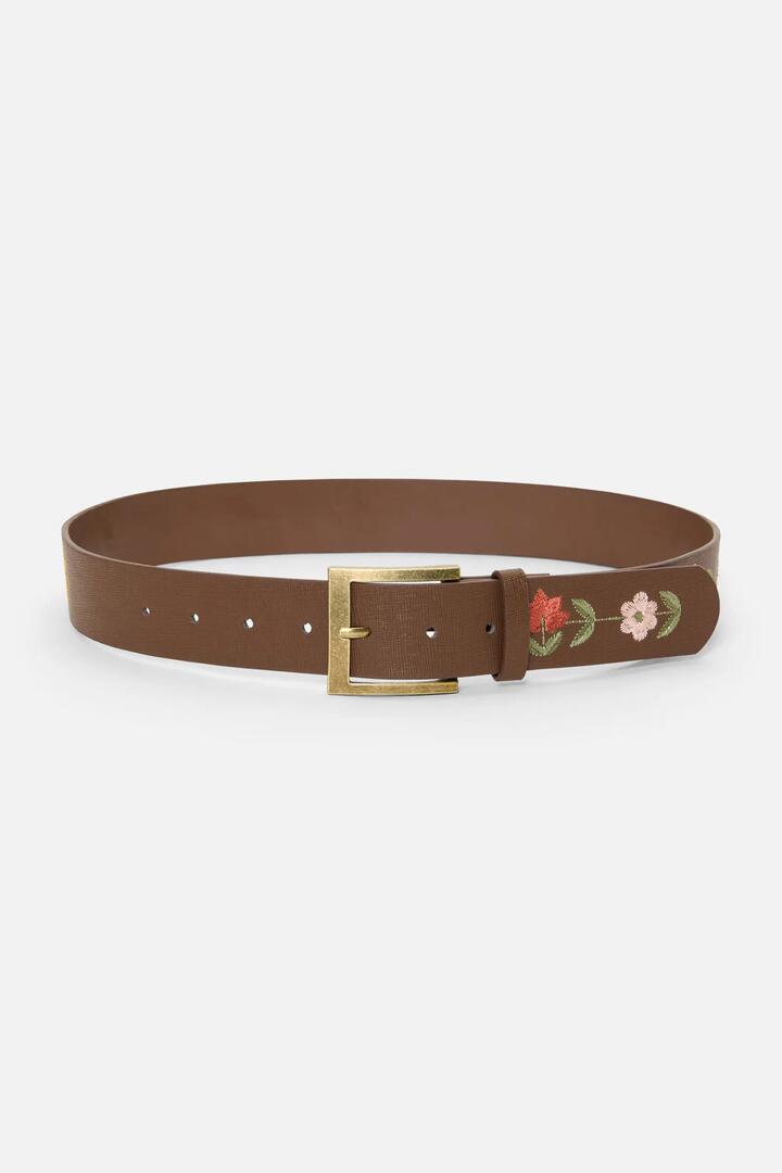 Image of Belts. Productname: Embroidered Garden Belt in Chocolate colour by brand - Princess Highway