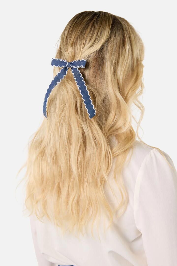 Image of Hair Accessories. Productname: Chambray Bow Hair Clip in Indigo colour by brand - Princess Highway