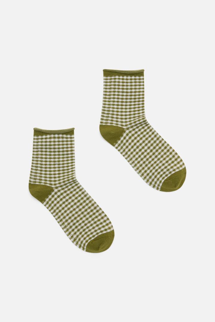 Image of Socks. Productname: Olive Check Ankle Sock in Olive colour by brand - Princess Highway