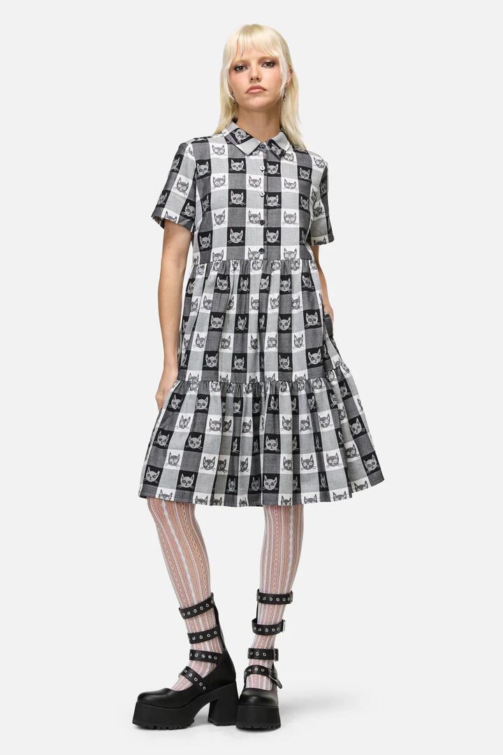Image of Dresses. Productname: Atomic Cat Dress in Black/White colour by brand - Dangerfield