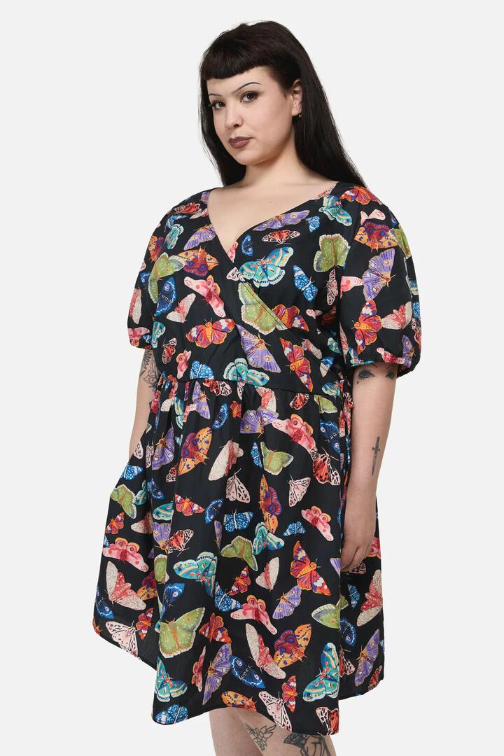 Image of Dresses. Productname: Curve Swarm Goth Wrap Dress in Multi colour by brand - Black Friday
