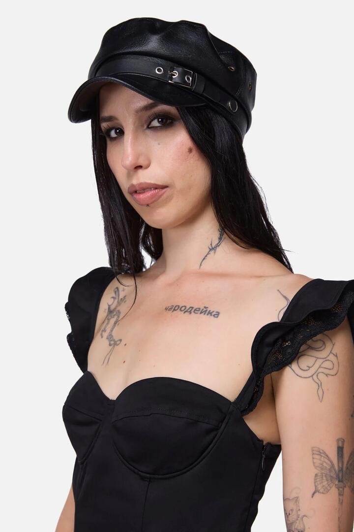 Image of Hats. Productname: PU Peak Hat in Black colour by brand - Dangerfield