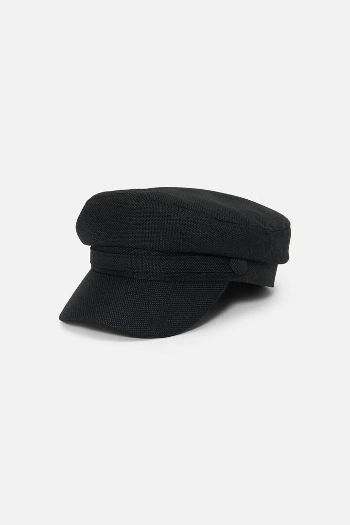 Image of Hats. Productname: Black Button Page Hat in Black colour by brand - Princess Highway
