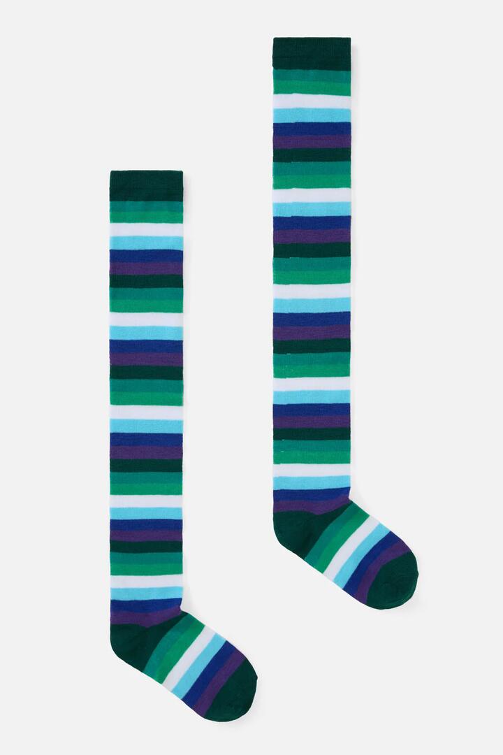 Image of Socks. Productname: Green Long Striped Sock in Green colour by brand - Dangerfield