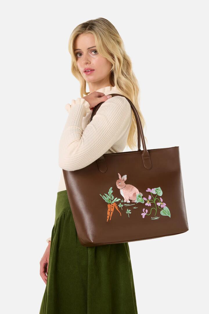 Image of Bags. Productname: Lola Rabbit Tote in Chocolate colour by brand - Princess Highway