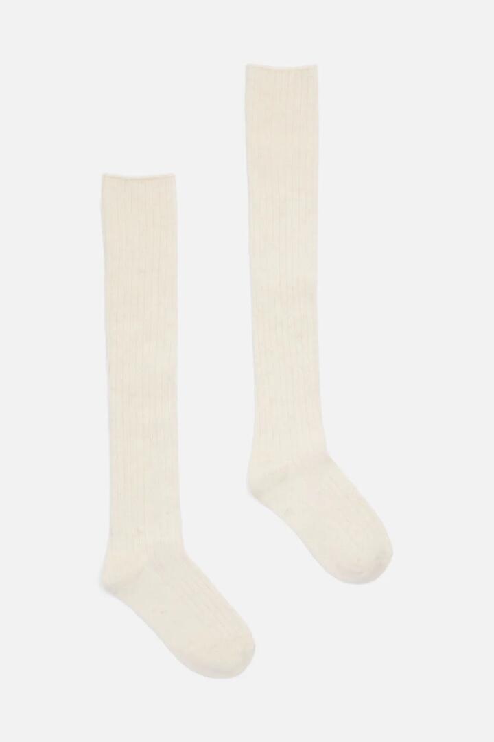 Image of Socks. Productname: Cream Long Rib Sock in Cream colour by brand - Princess Highway