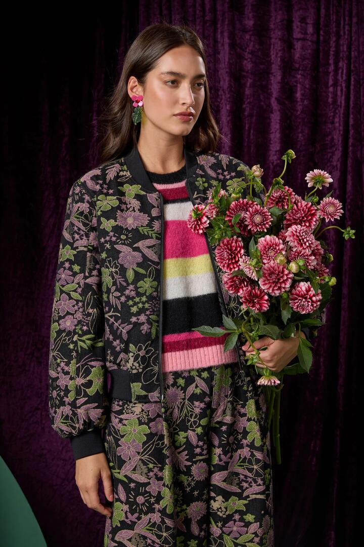Image of Coats & Jackets. Productname: Floral Flight Denim Bomber in Black colour by brand - Gorman