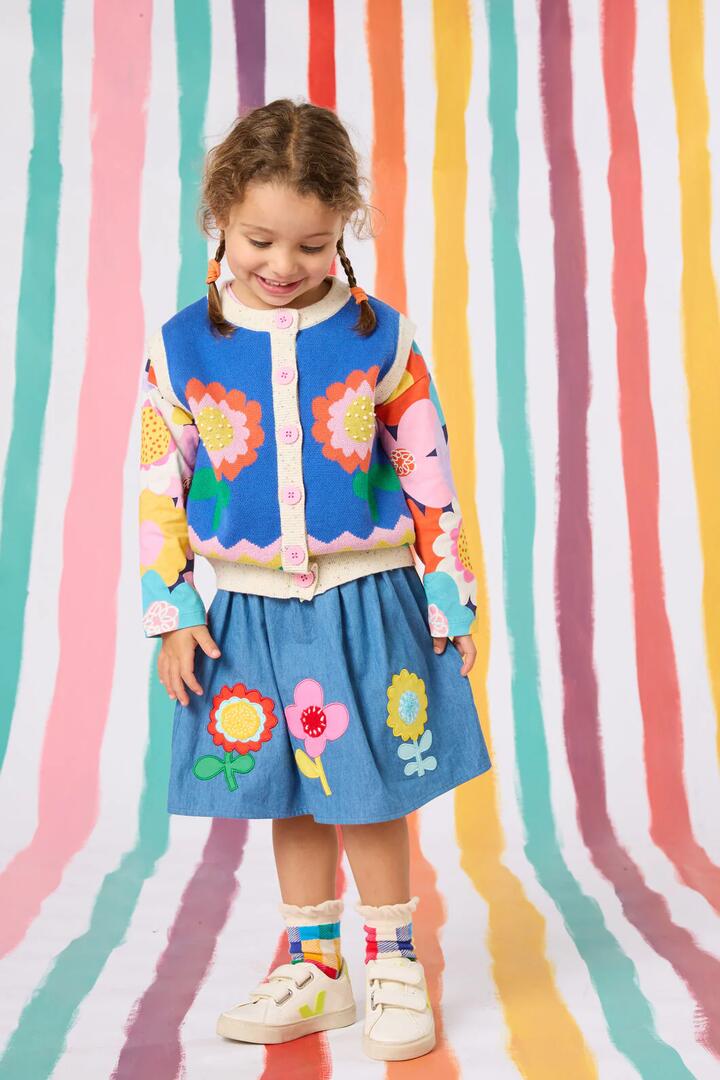 Image of Coats & Jackets. Productname: Floral Button Up Kids Vest in Blue colour by brand - Gorman