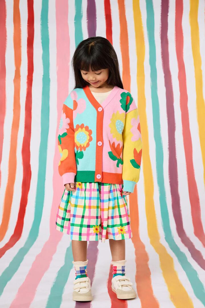 Image of a model wearing Outerwear. Productname: Geo Floral Kids Cardigan in Multi colour by brand - Gorman