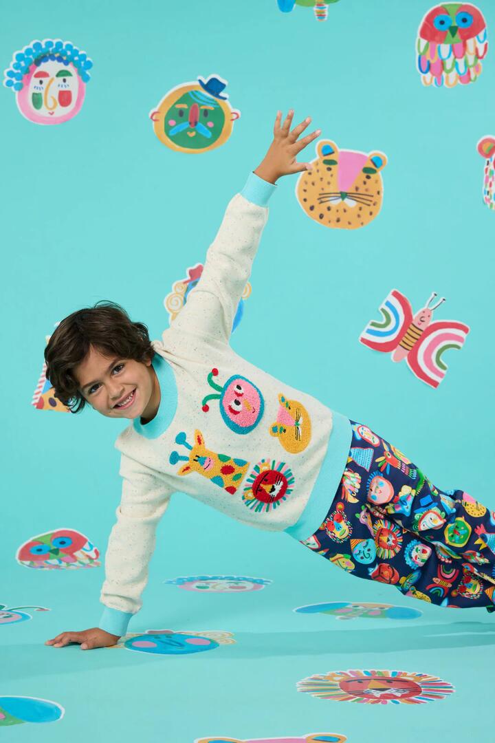 Image of a model wearing Outerwear. Productname: Gallery Guys Kids Knit Jumper in Cream colour by brand - Gorman
