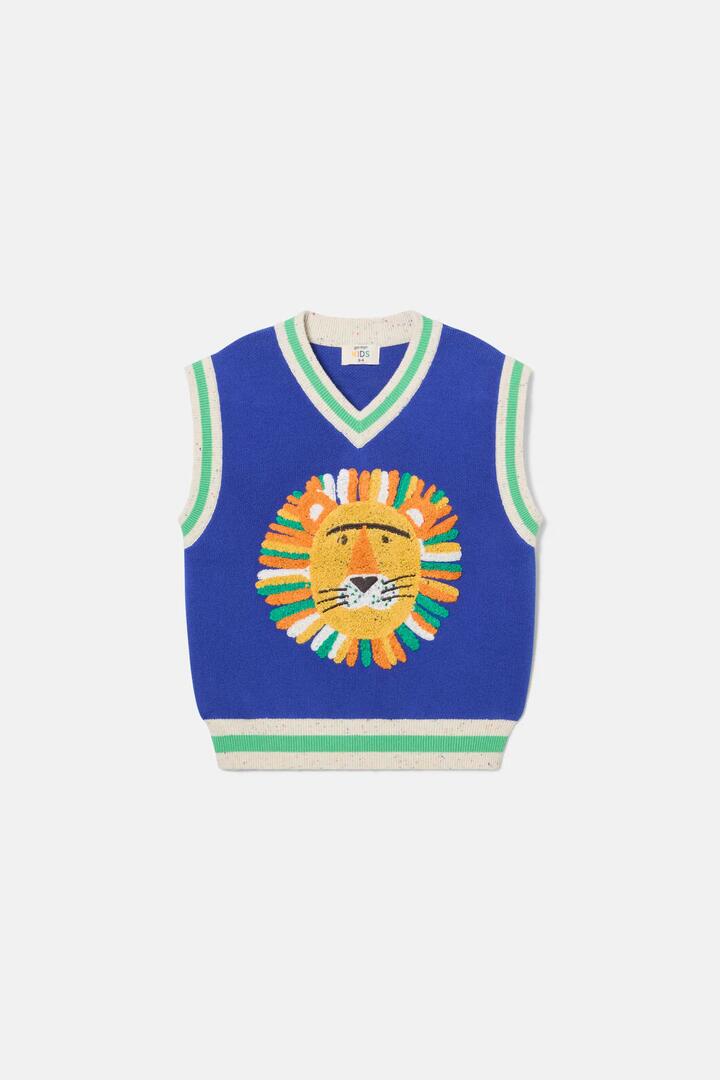 Image of Coats & Jackets. Productname: Sports Lion Kids Knit Vest in Blue colour by brand - Gorman