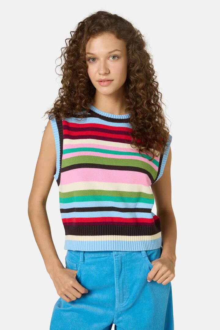 Image of Coats & Jackets. Productname: Rainbow Knit Vest in Stripe colour by brand - Gorman
