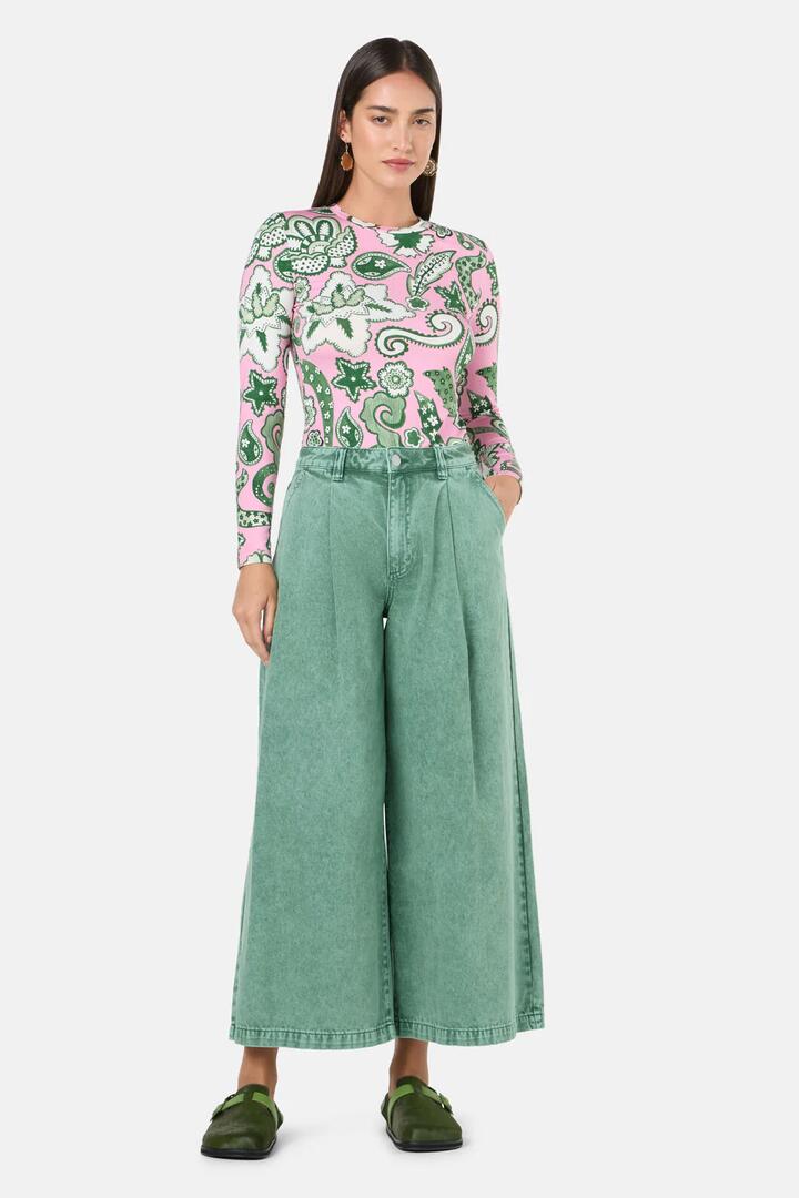 Image of Jeans. Product name - Kara Denim Skort in Green colour by brand - Gorman