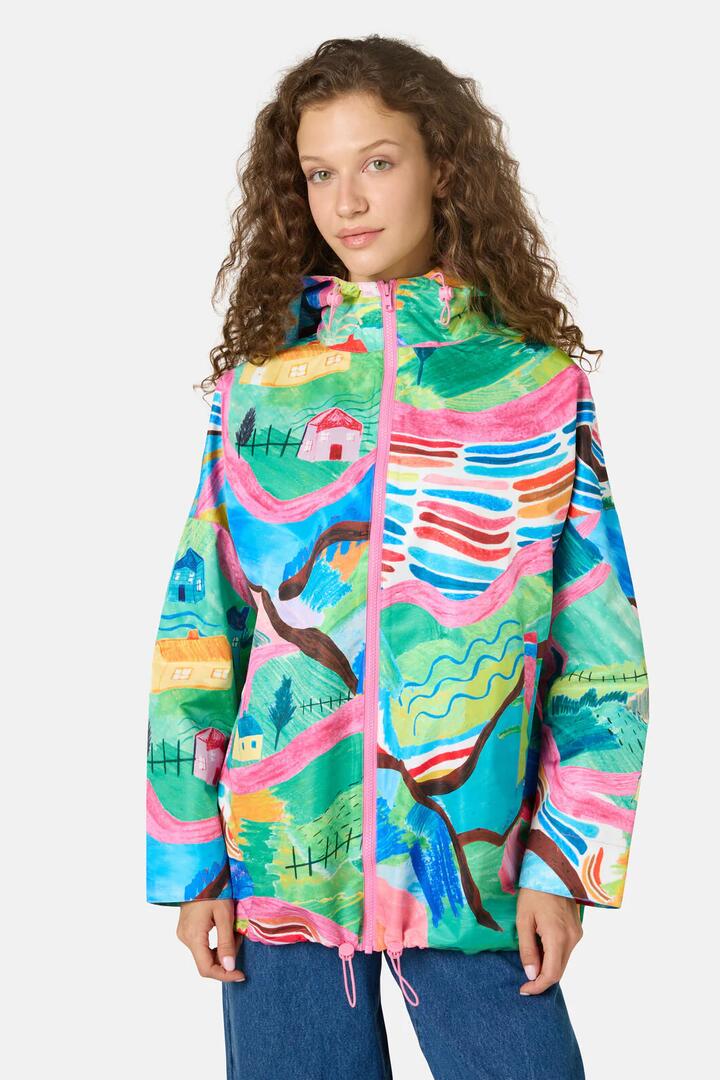 Image of a model wearing Rain Coats. Productname: Mountain Magic Raincoat in Print colour by brand - Gorman