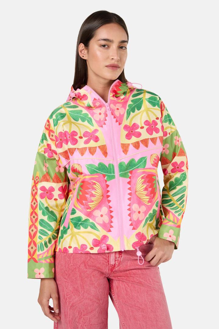 Image of a model wearing Rain Coats. Productname: Metamorphosis Placement Raincoat in Print colour by brand - Gorman
