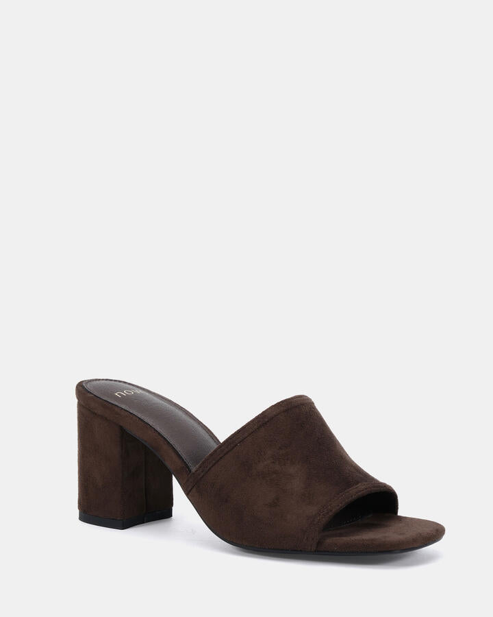 Image of Heels. Productname: Nicole: Espresso Suede - Women's Strappy - High Heel in Espresso Suede colour by brand - Novo