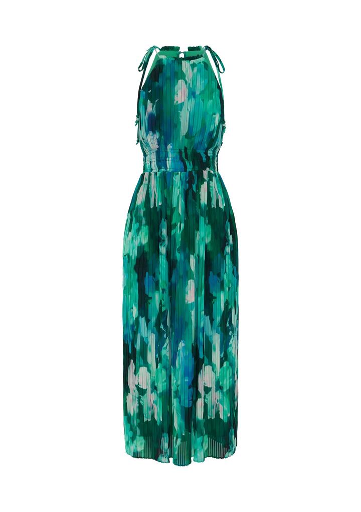 Image of a model wearing Tops. Productname: Verdant Print Halter Dress | MOS The Label in Verdant Print colour by brand - MOS The Label