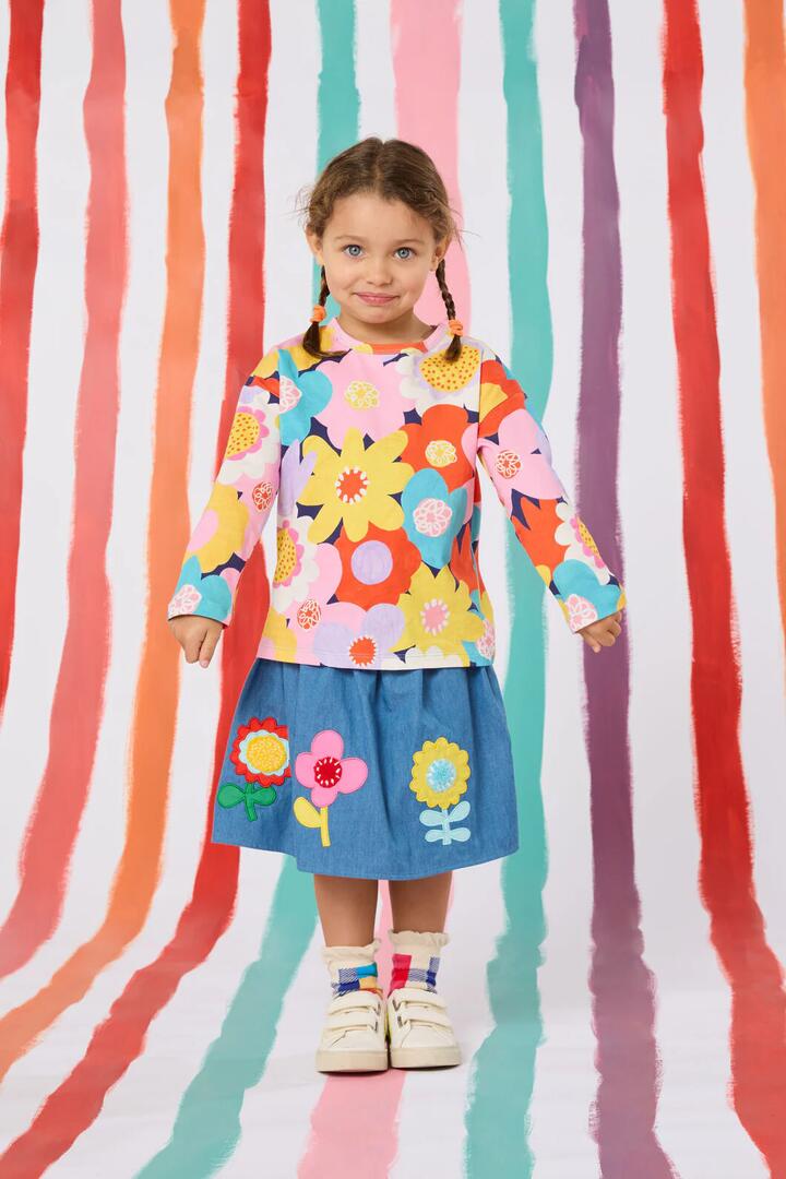 Image of T-Shirts. Productname: Geo Floral Kids Long Sleeve T-Shirt in Multi colour by brand - Gorman