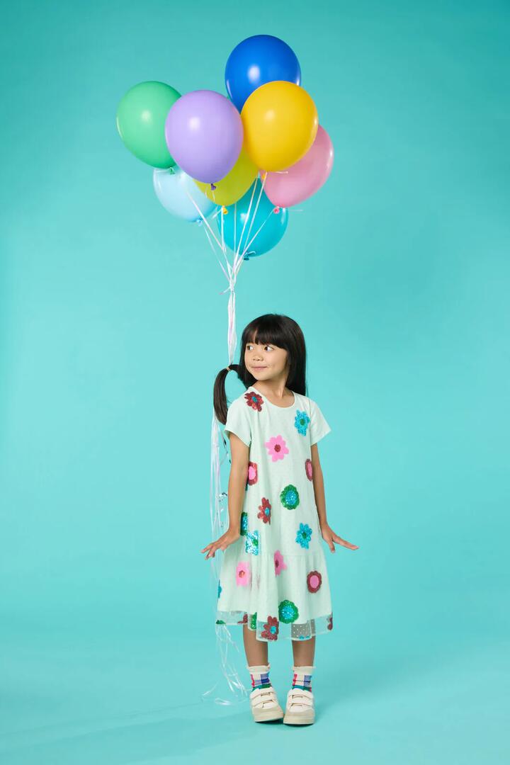 Image of Dresses. Product name - Floral Sequins Dress in Mint colour by brand - Gorman