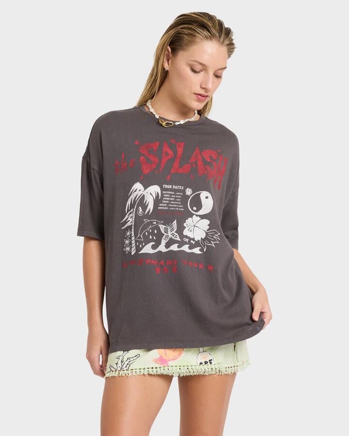 Image of T-Shirts. Product name - Billabong Womens Lottie Hall T-Shirt Off Black in Off Black colour by brand - Billabong