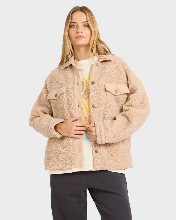 Image of Coats & Jackets. Productname: Billabong Womens Feeling Toasty Sherpa Jacket Oatmeal - in Oatmeal colour by brand - Billabong