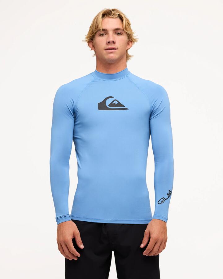 Image of Coats & Jackets. Product name - Quiksilver Mens All Time Long Sleve Rash Vest Riviera in Riviera colour by brand - Quiksilver