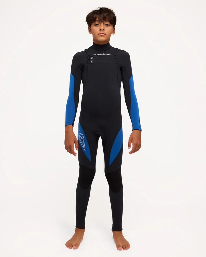 Image of Wetsuits. Product name - Quiksilver Boys 8-16 4/3 Mercury Chest Zip Wetsuit True Blue in True Blue colour by brand - Quiksilver