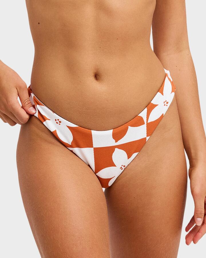 Image of Swimwear. Productname: Roxy Womens Hazy Days Hi Leg Cheeky Bikini Bottom Ginger Spice Flora - in Ginger Spice Flora colour by brand - Roxy
