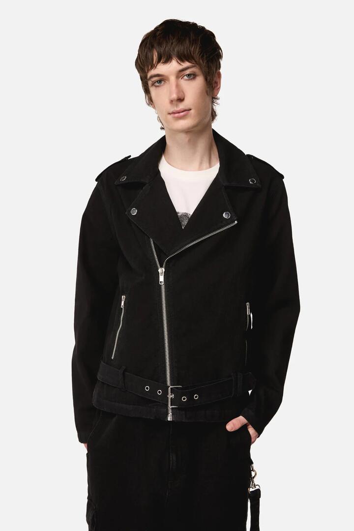 Image of Coats & Jackets. Productname: Midnight Denim Biker Jacket in Black colour by brand - Black Friday