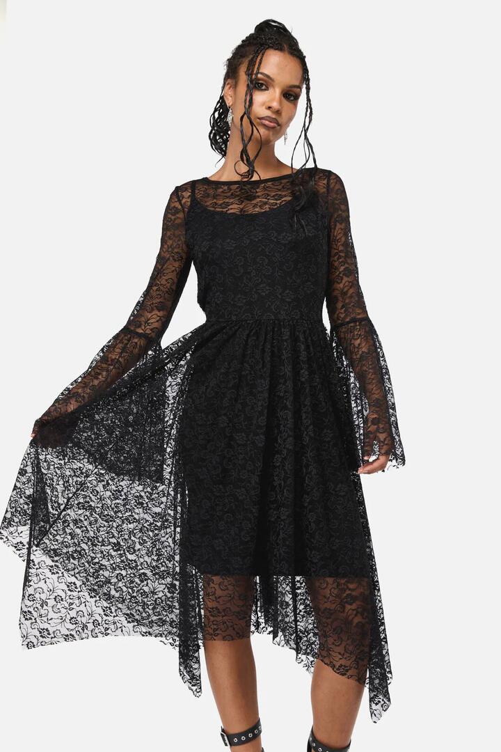 Image of Dresses. Productname: Phantom Goth Lace Dress in Black colour by brand - Black Friday