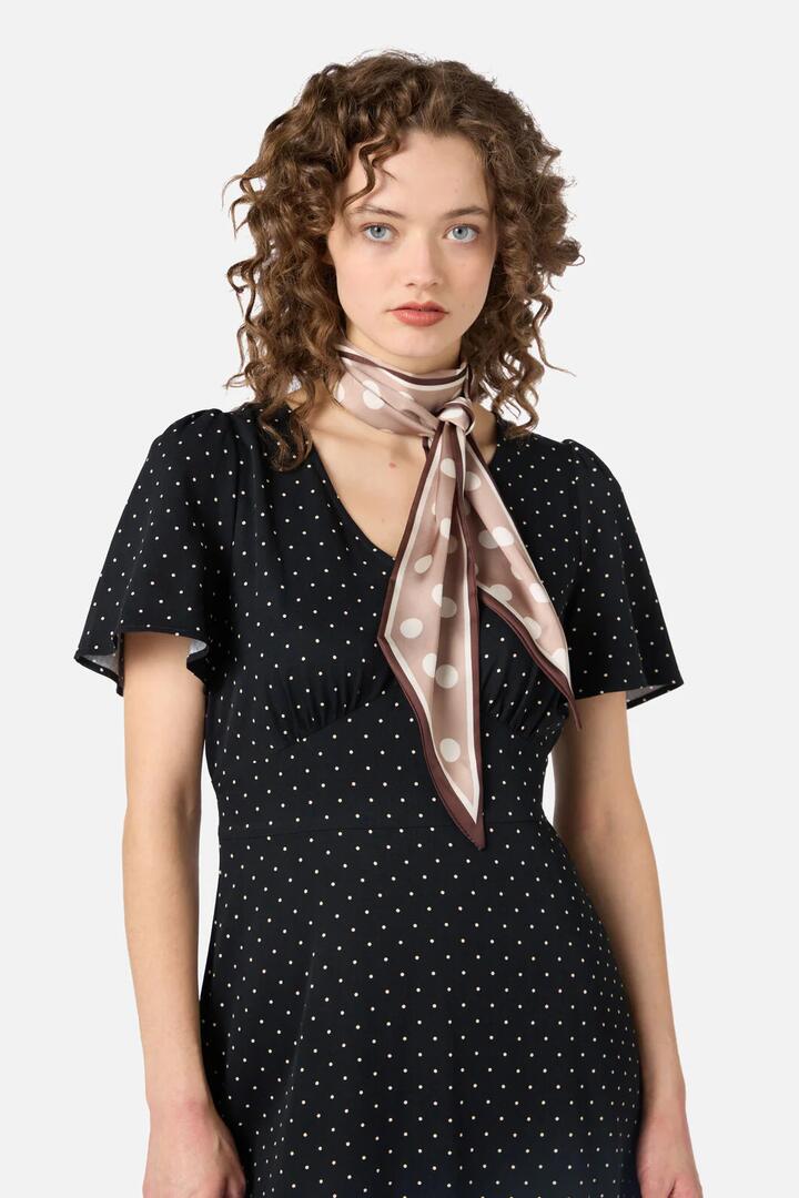 Image of Scarves & Shawls. Productname: Narrow Spot Satin Scarf in Rust colour by brand - Princess Highway