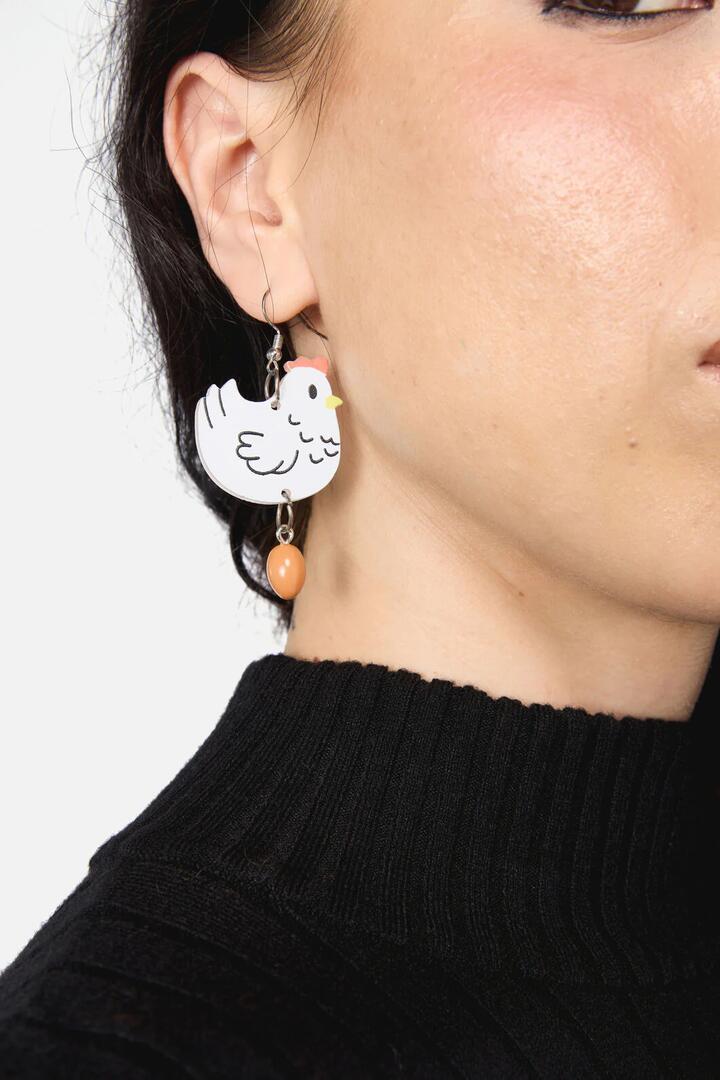 Image of Earrings. Productname: Chicken & Egg Earrings in White colour by brand - Dangerfield