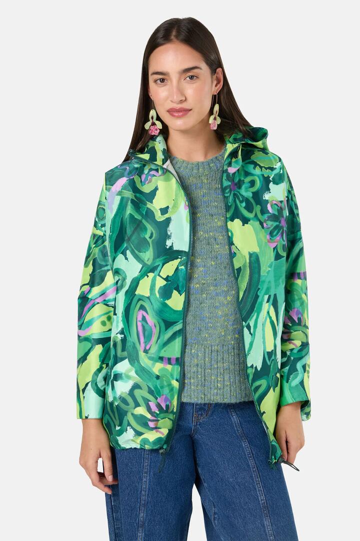 Image of a model wearing Rain Coats. Productname: Abstract Flower Raincoat in Print colour by brand - Gorman