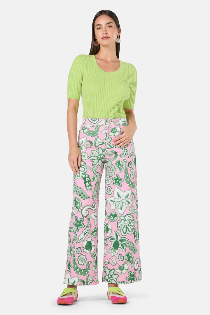 Image of Jeans. Product name - Paisley Parade Jean in Pink colour by brand - Gorman