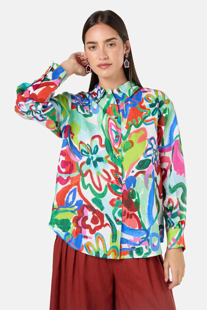 Image of Shirts. Product name - Abstract Flower Linen Shirt in Print colour by brand - Gorman