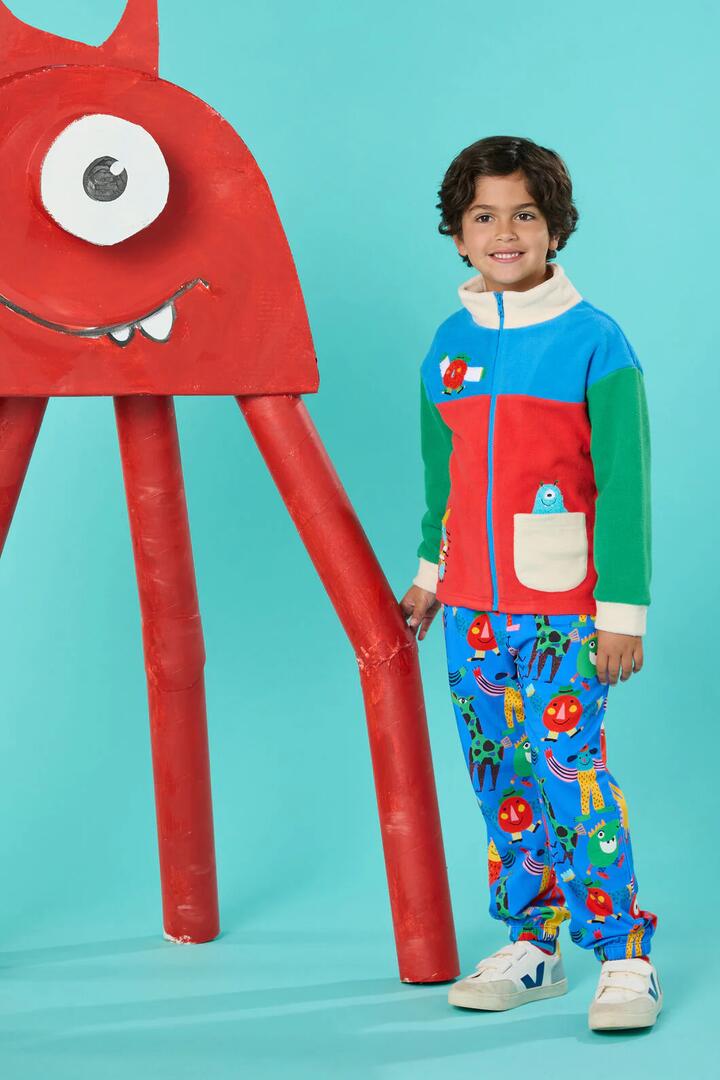 Image of a model wearing Pants. Product name - Monster Play Kids Track Pant in Blue colour by brand - Gorman