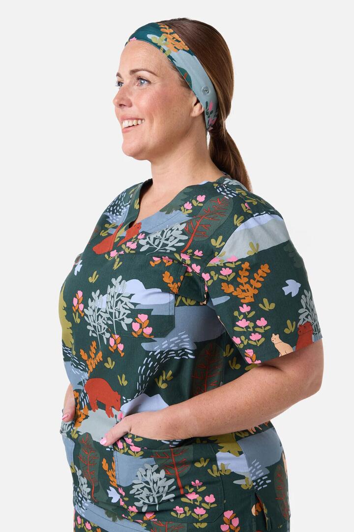 Image of Hair Accessories. Productname: Woodland Bear Scrub Headband in Green colour by brand - Scrubs With Love