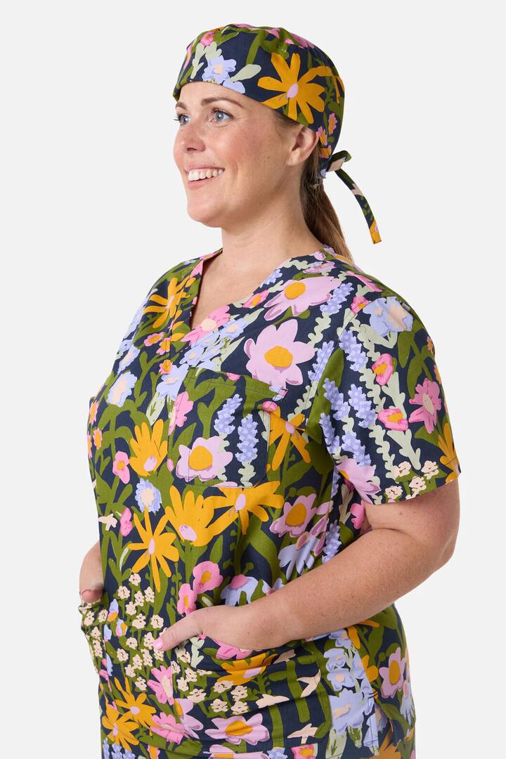 Image of Hats. Productname: Painted Garden Scrub Hat in Navy colour by brand - Scrubs With Love