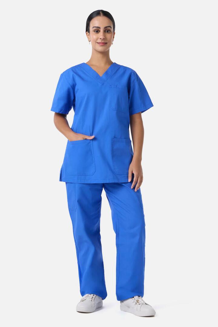 Image of a model wearing Uniforms & Workwear. Productname: Scrubs With Love Sapphire Scrubs in Sapphire colour by brand - Scrubs With Love