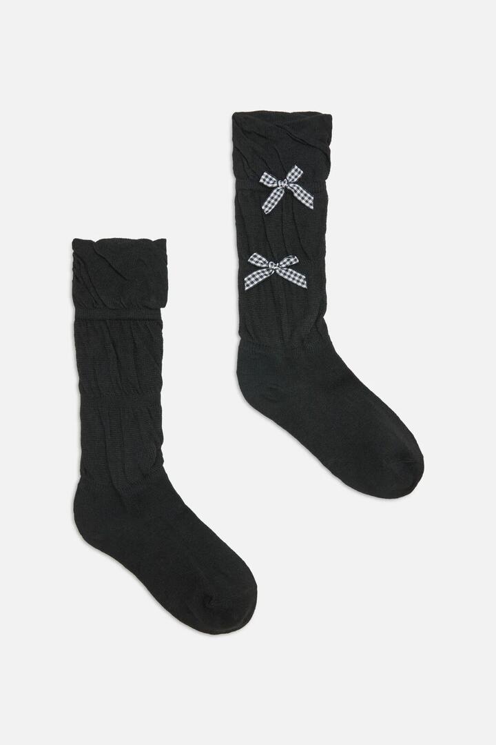 Image of Socks. Productname: Gingham Bow Socks in Black colour by brand - Dangerfield
