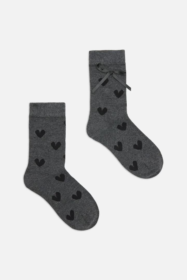 Image of Socks. Productname: Heart & Bow Socks in Grey colour by brand - Dangerfield