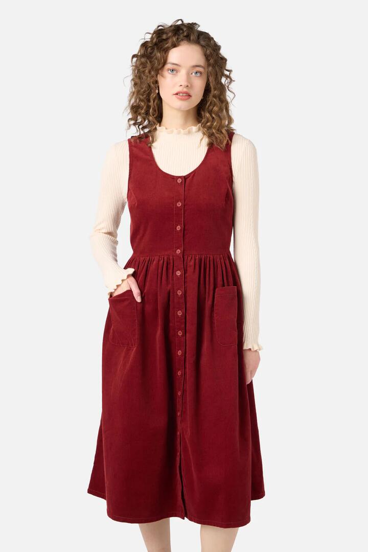 Image of Dresses. Product name - Demi Cord Pinafore Dress in Paprika colour by brand - Princess Highway