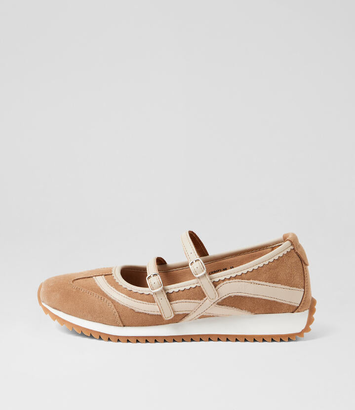 Image of Sneakers. Product name - Crimpy Light Choc Cream Suede Sneakers in Lt Choc-Cream colour by brand - MIDAS