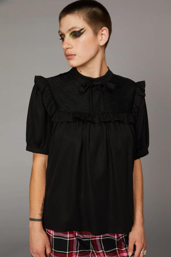 Image of Blouses. Productname: Goth Lace Yoke Blouse in Black colour by brand - Black Friday