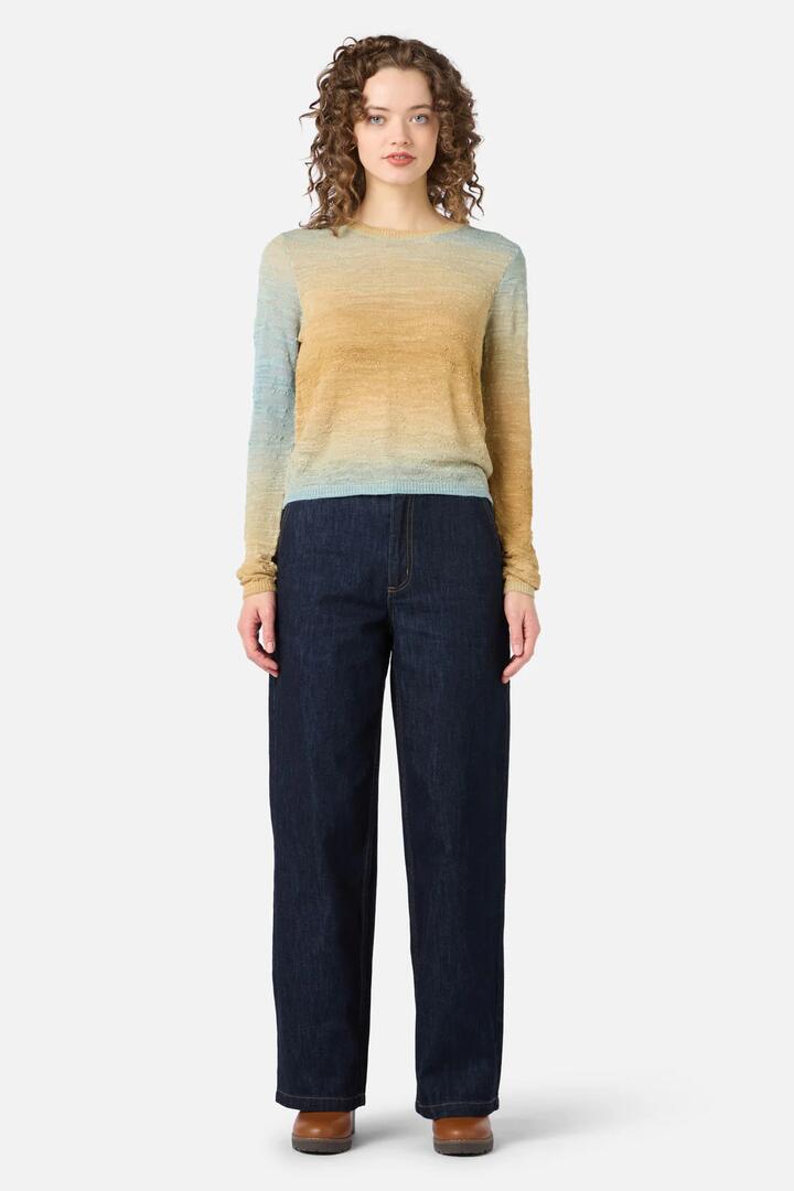 Image of a model wearing Tops. Productname: Harlow Ombre Knit Top in Berry colour by brand - Princess Highway