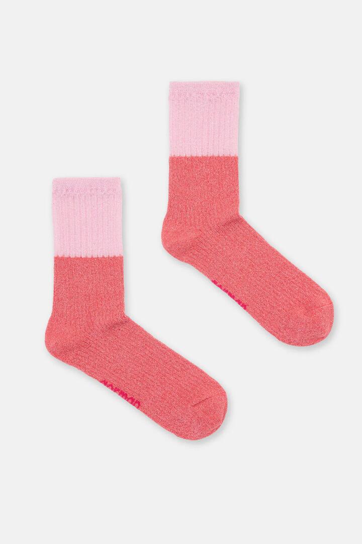 Image of Socks. Product name - Macey Rib Lurex Coral Crew W in Multi colour by brand - Gorman