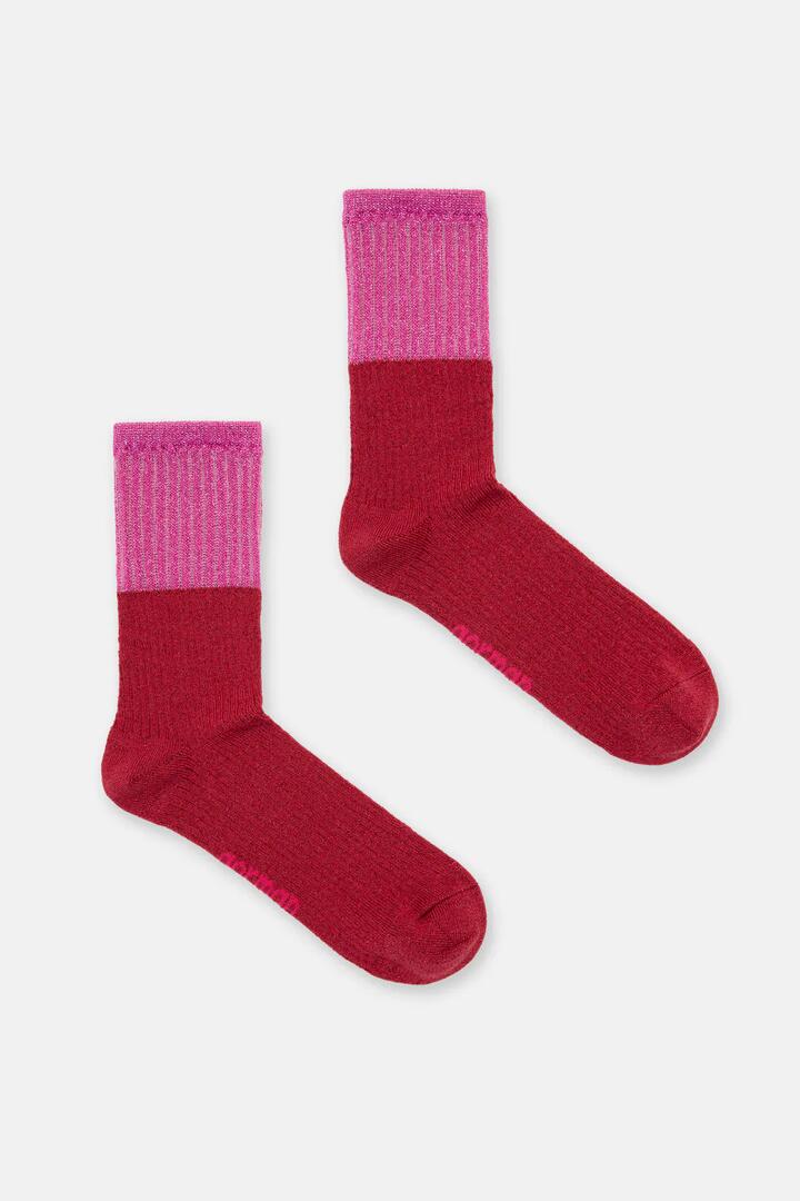 Image of Socks. Product name - Macey Rib Lurex Burg Crew W in Multi colour by brand - Gorman