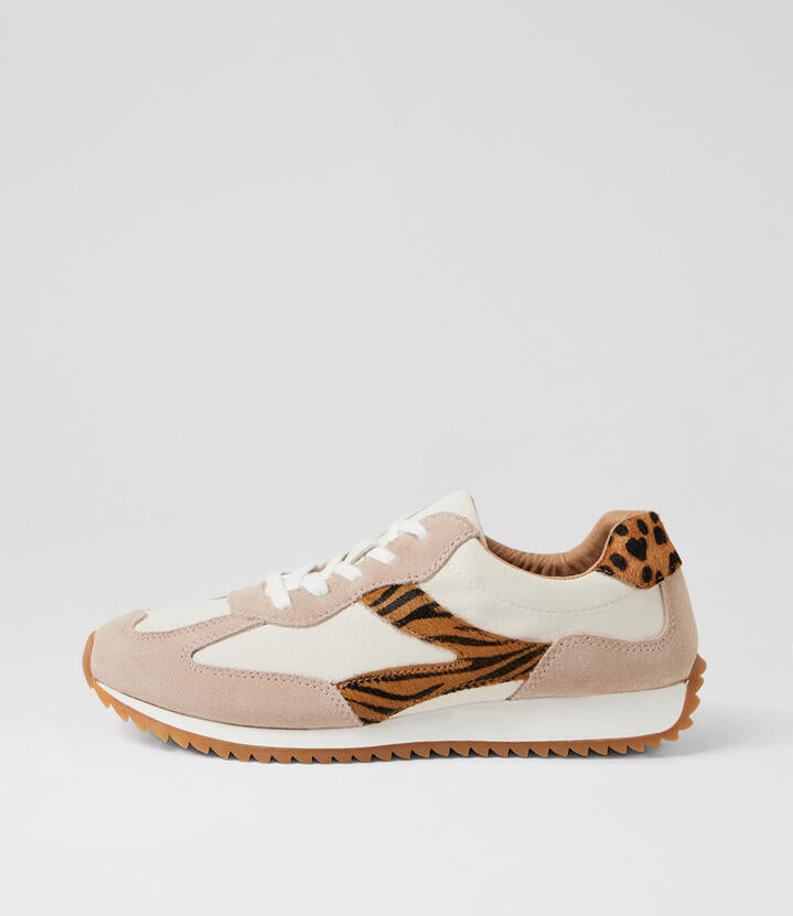 Image of Sneakers. Product name - Dummel Nude Multi Suede Sneakers in Nude Multi colour by brand - MIDAS